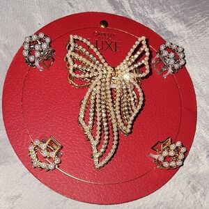 Capelli New York Luxe Gold and Silver Bow Heart Hair Clip Rt Lm M